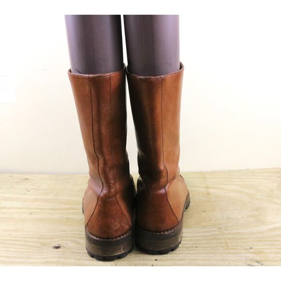 JOAN DAVID BOOTS 11.5 Brown Leather Combat Riding Shoes Italy Vintage - Picture 3 of 13